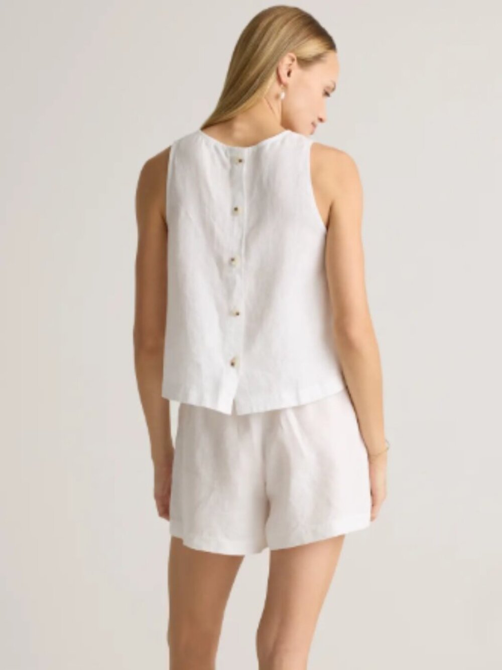 Quince 100% European Linen Cropped Tank White - M - Picture 2 of 6